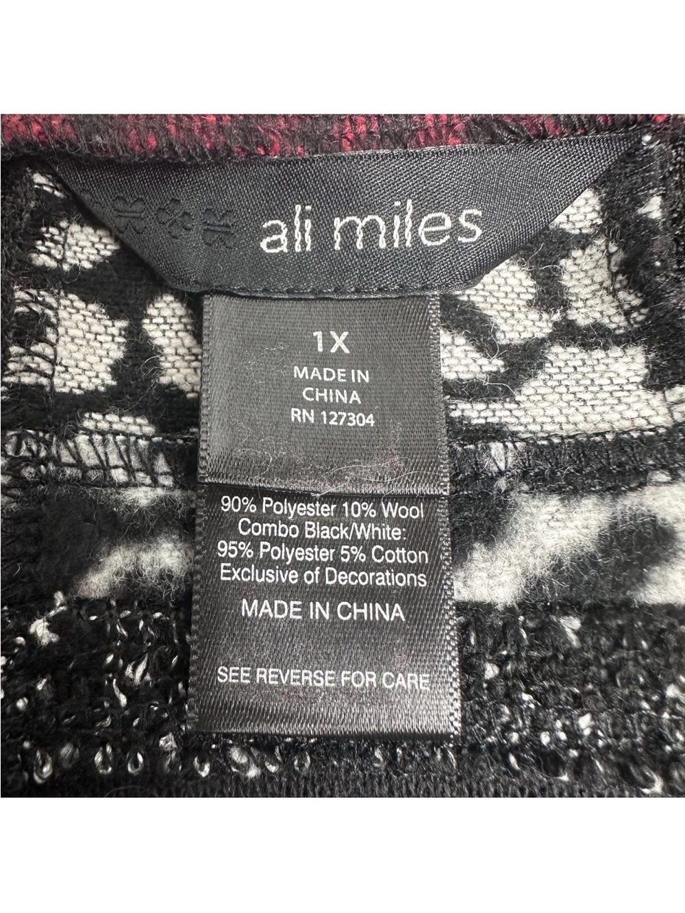Ali Miles Patchwork Jacket Red Black Mixed Media Artsy Wool Blend - Picture 6 of 15